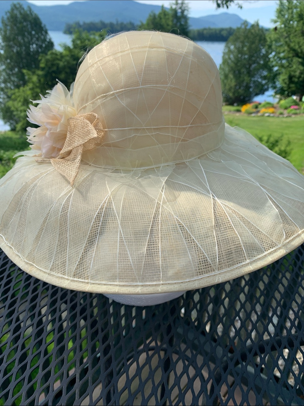 Vintage Wide-Brim Straw Hat in Soft Ivory - Picture 6 of 6